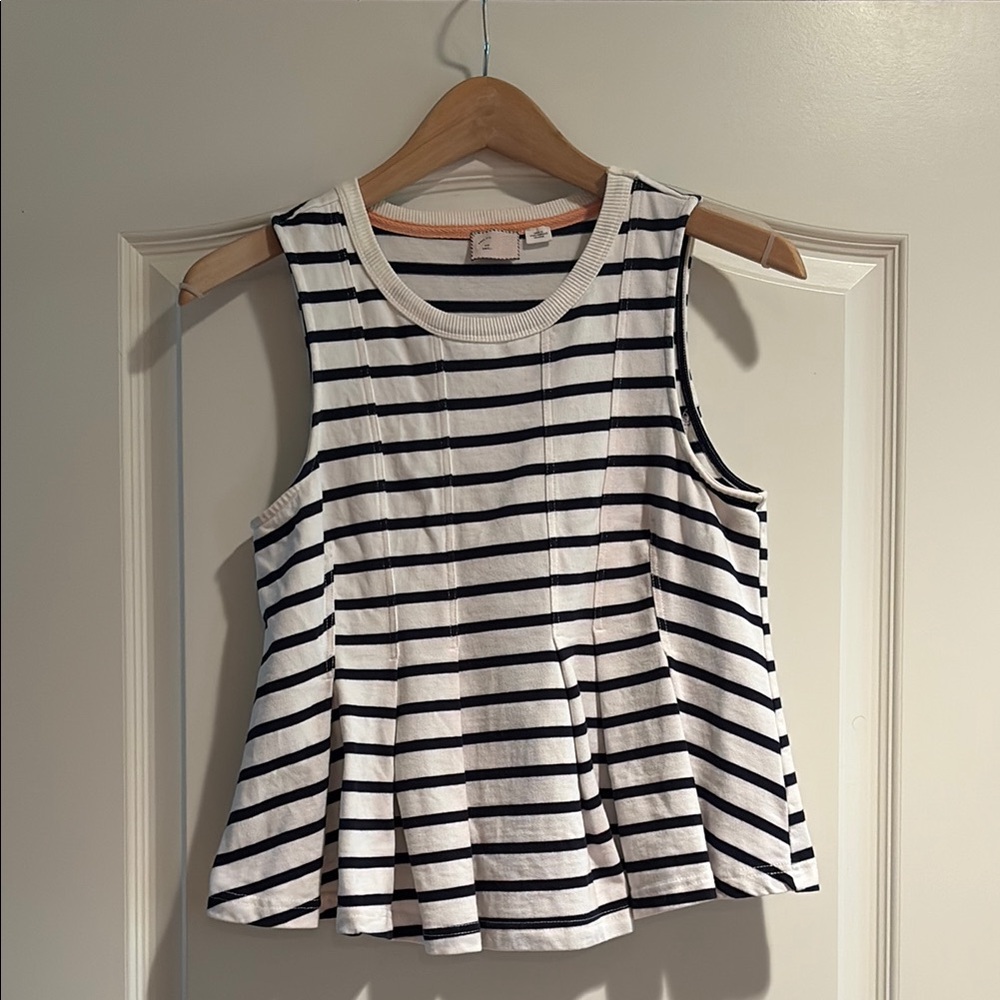 Anthropologie Black and White Striped Tank Top